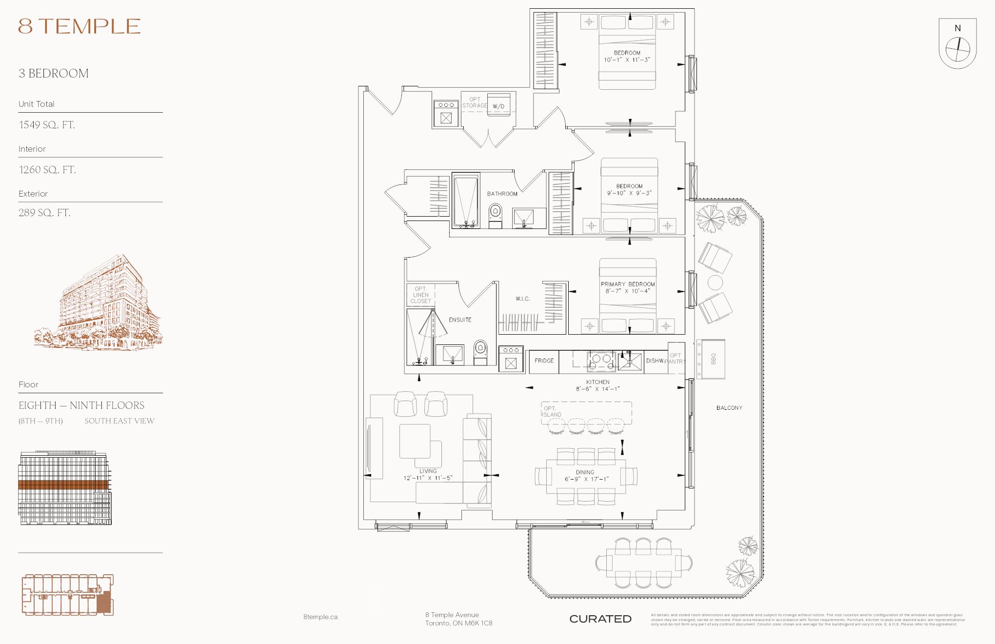 1 Bedroom + 1 Bath + Den (5) floor plan