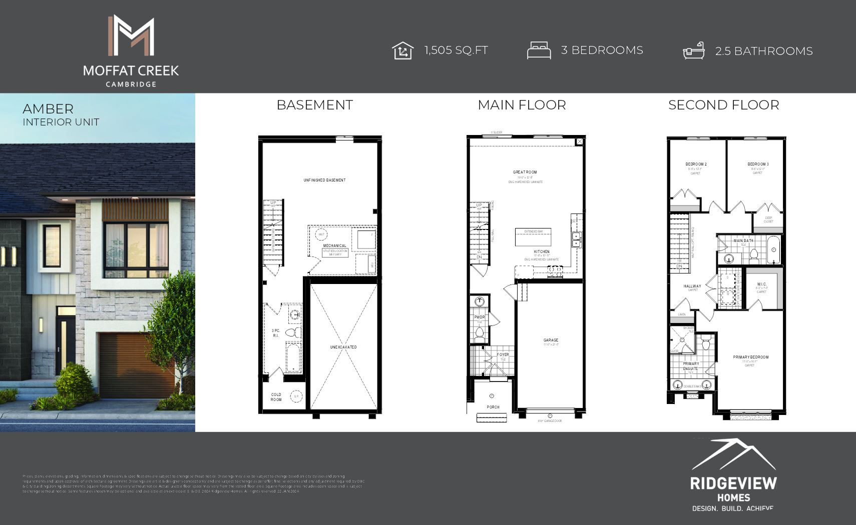 Jasmine End Unit - Townhome floor plan